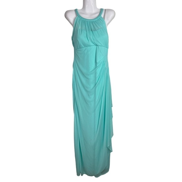 David's Bridal Women's Halter Neck Turquoise Maxi Dress‎ Sz.10 - Picture 1 of 12